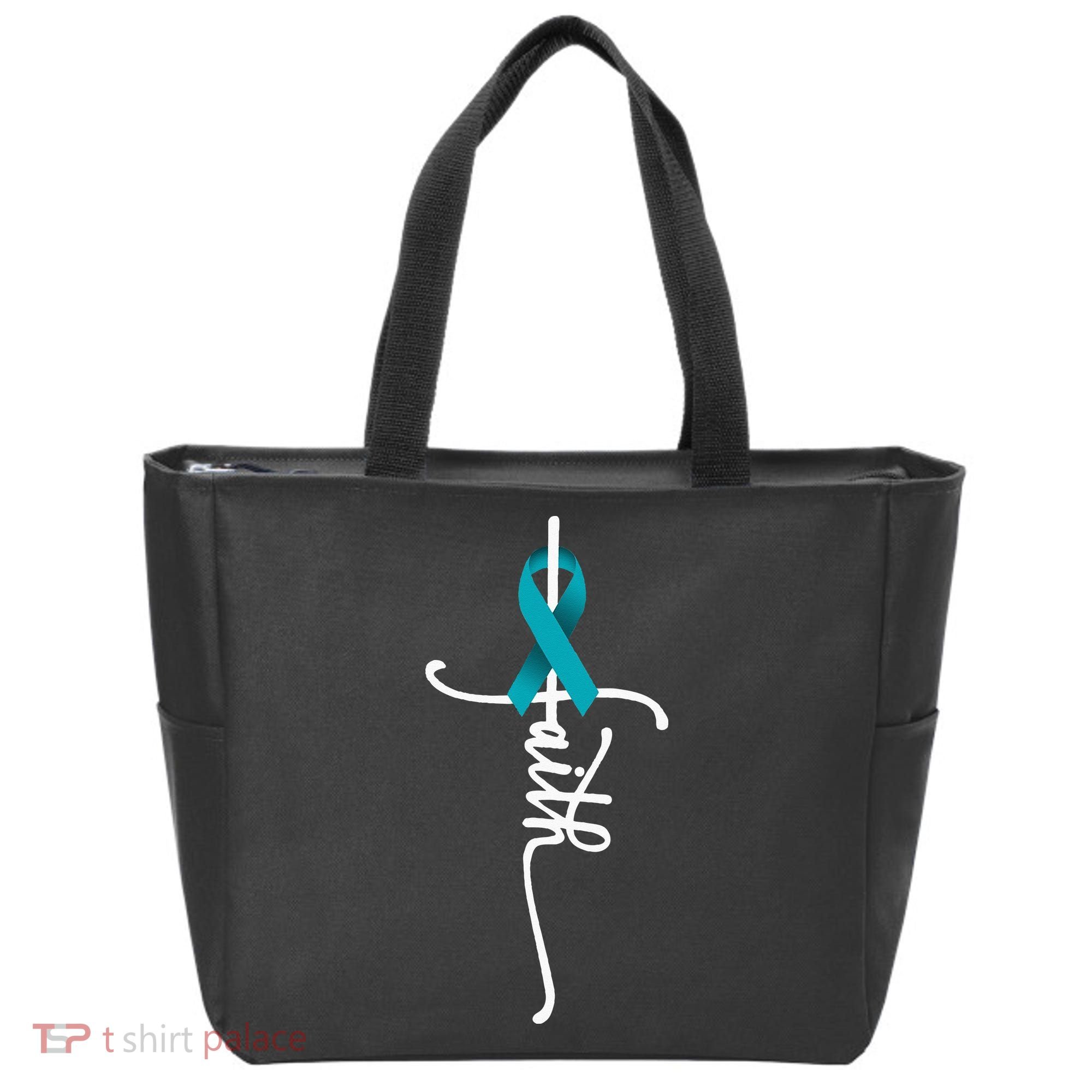 Ovarian Cancer Faith Ovarian Cancer Awareness Support Tote Bag