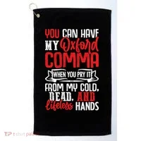 Oxford Comma Funny Quote Golf Towel thumb 0