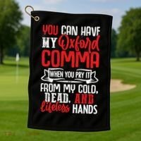 Oxford Comma Funny Quote Golf Towel thumb 1