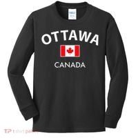 Ottawa Canada Flag Proud Canadian Kids Long Sleeve Shirt thumb 0