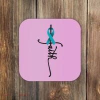 Ovarian Cancer Faith Ovarian Cancer Awareness Support Coaster thumb 0