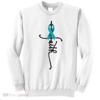 Ovarian Cancer Faith Ovarian Cancer Awareness Support Sweatshirt thumb 0