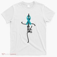 Ovarian Cancer Faith Ovarian Cancer Awareness Support T-Shirt thumb 0