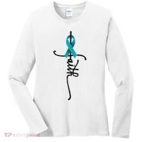 Ovarian Cancer Faith Ovarian Cancer Awareness Support Women's Long Sleeve Shirt thumb 0