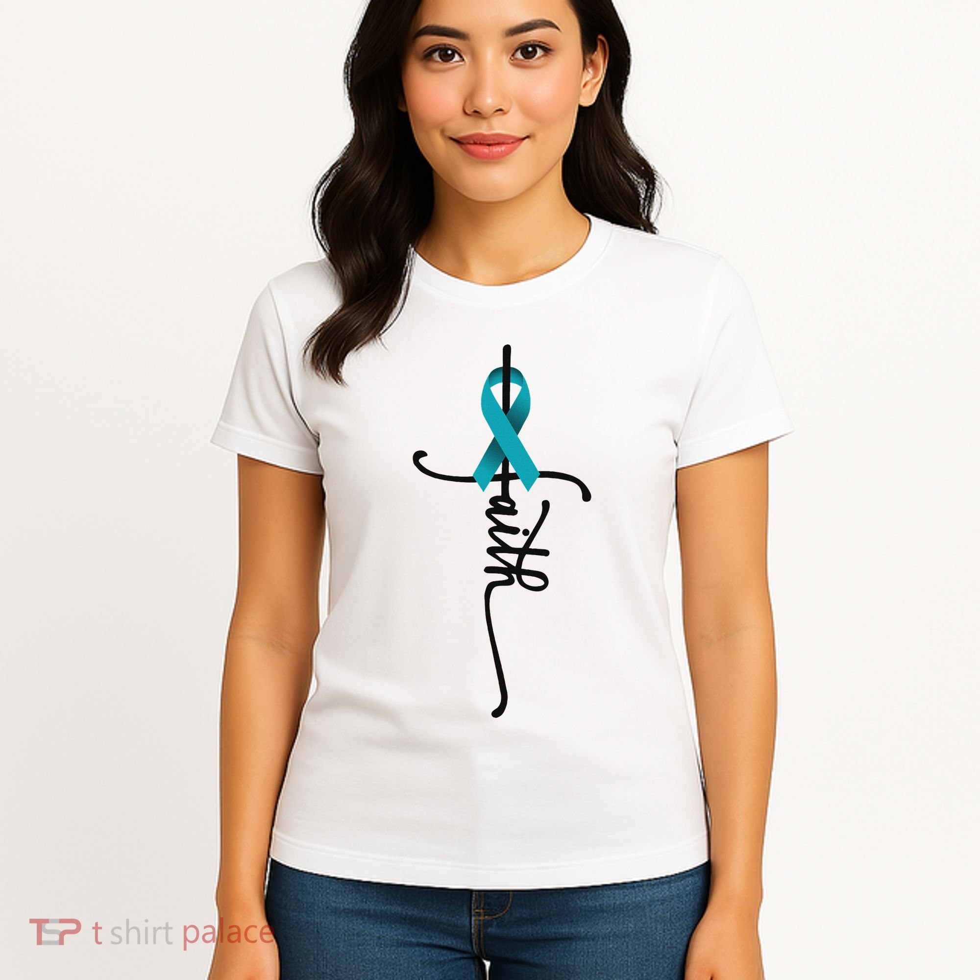 Ovarian Cancer Faith Ovarian Cancer Awareness Support Women's T-Shirt