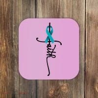 Ovarian Cancer Faith Ovarian Cancer Awareness Support Coaster thumb 0