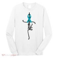 Ovarian Cancer Faith Ovarian Cancer Awareness Support Long Sleeve Shirt thumb 0
