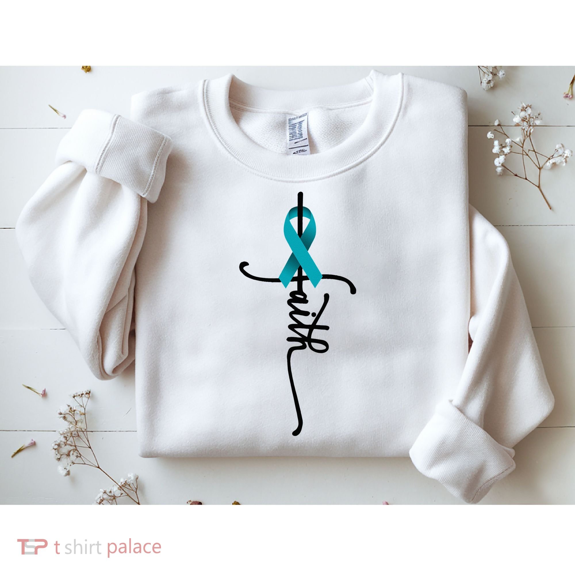 Ovarian Cancer Faith Ovarian Cancer Awareness Support Sweatshirt