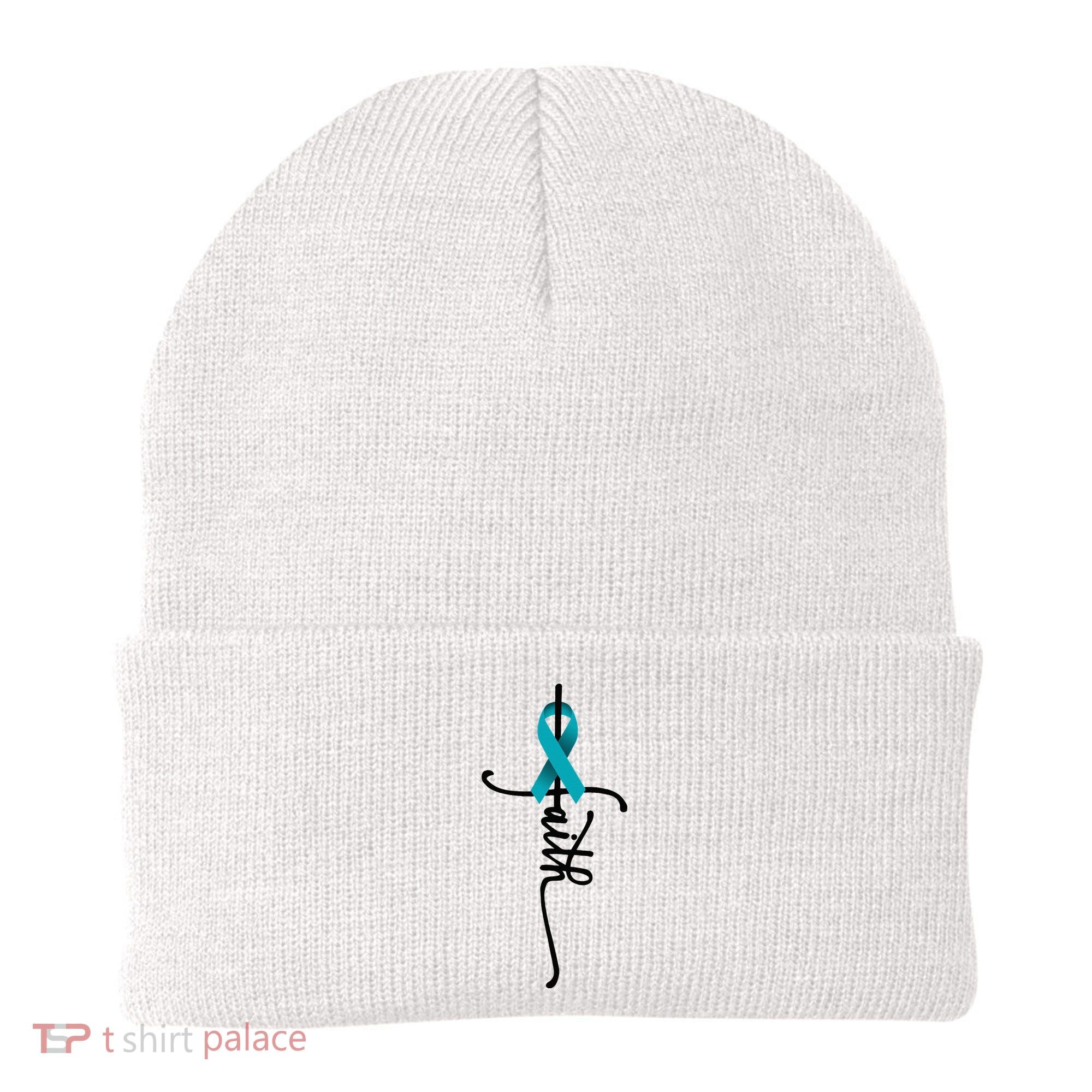 Ovarian Cancer Faith Ovarian Cancer Awareness Support Beanie