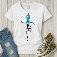 Ovarian Cancer Faith Ovarian Cancer Awareness Support Women's T-Shirt thumb 3