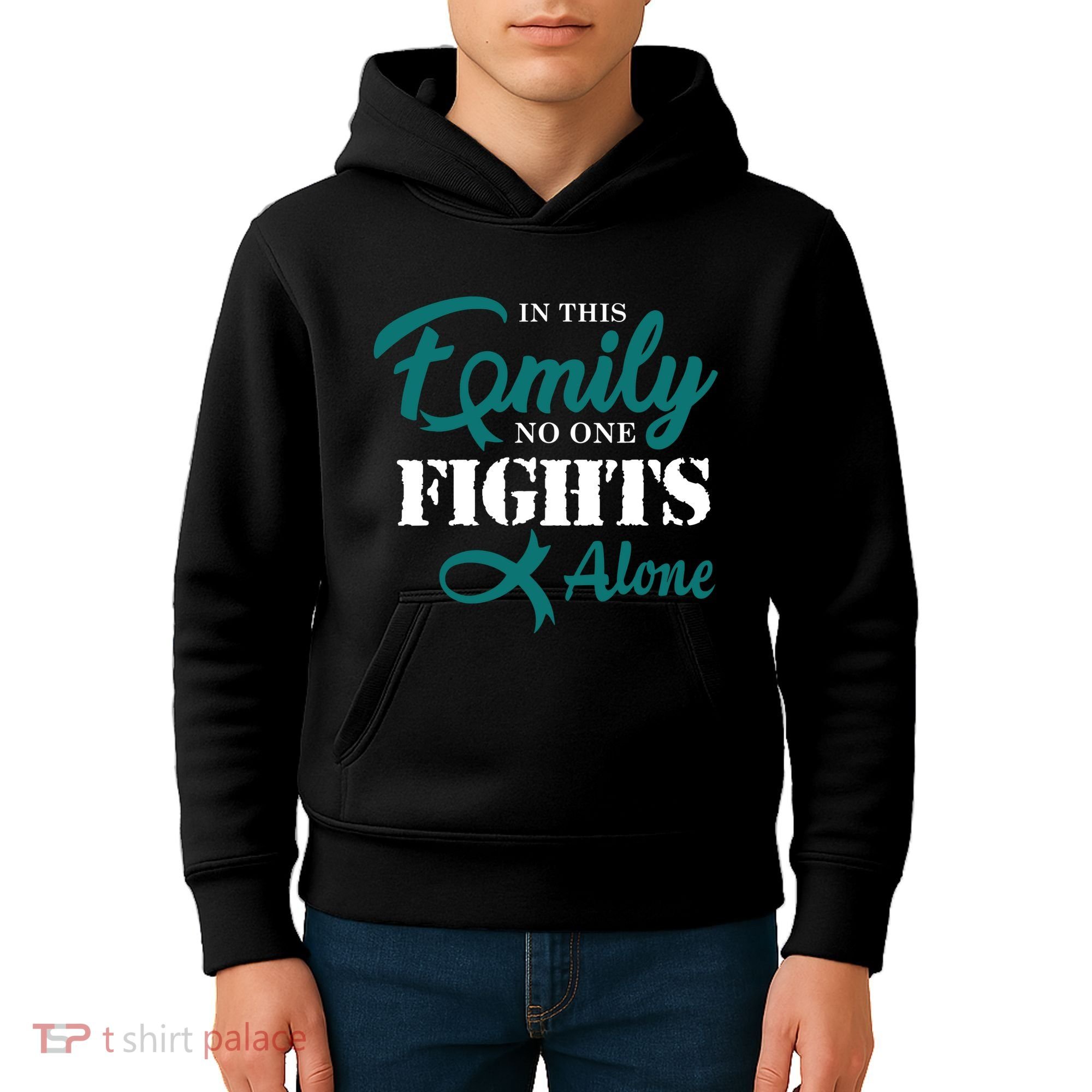 Ovarian Cancer Fight Cancer Ribbon Kids Hoodie