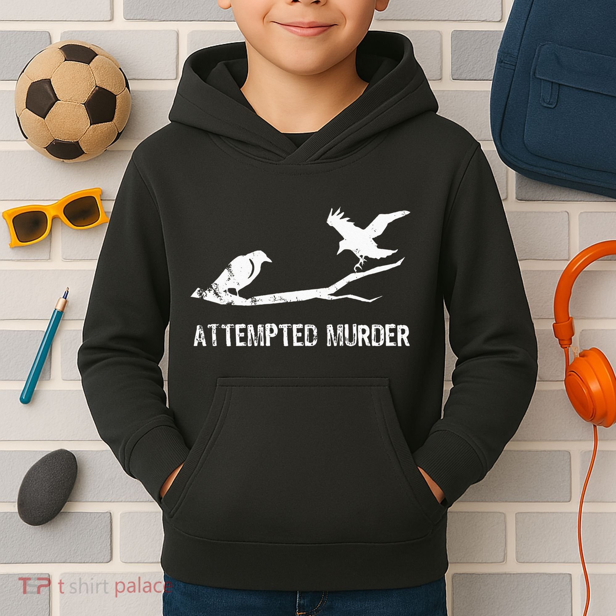 Ornithology Crows Grunge literary readers Kids Hoodie