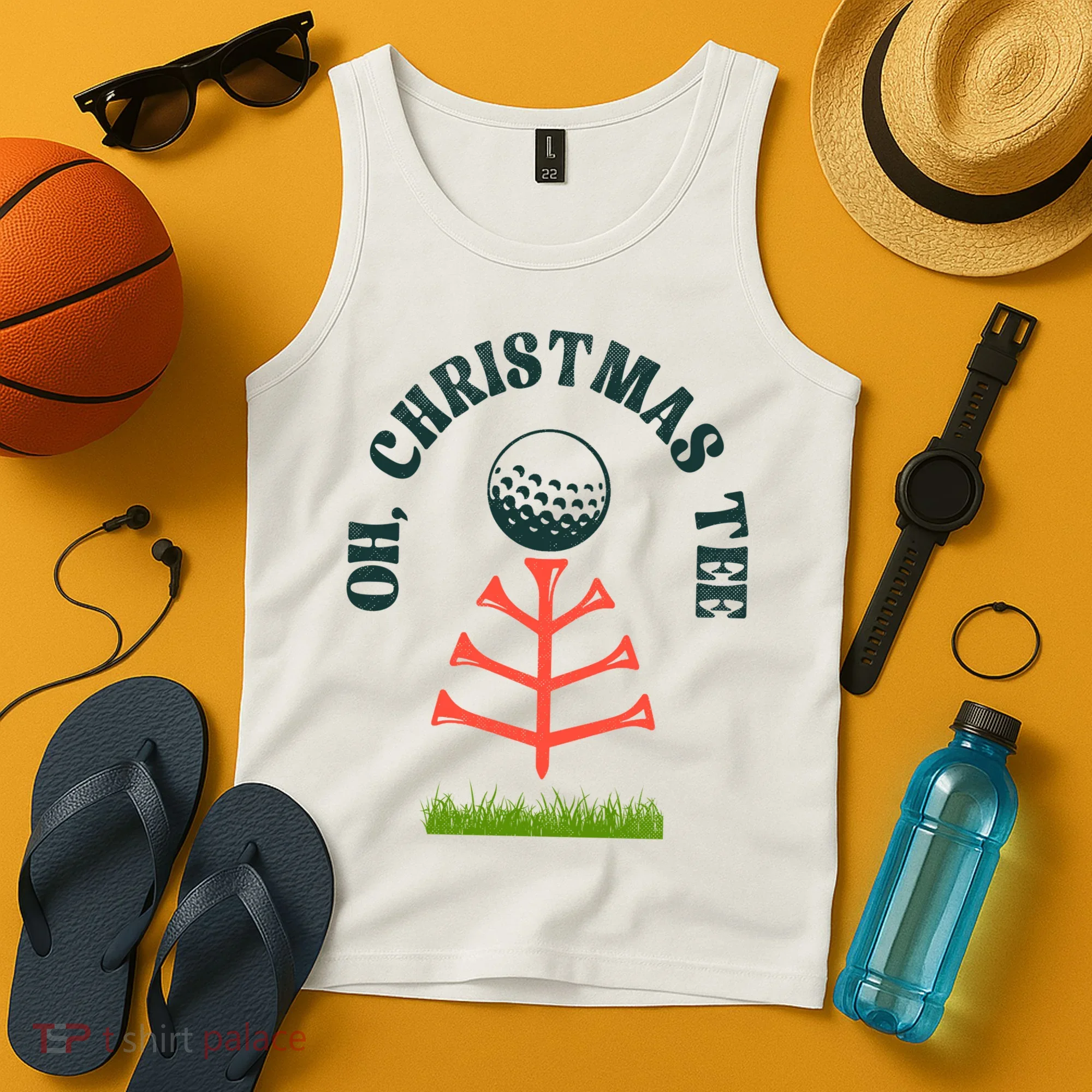 Oh Christmas Tee Golf Tree Funny  Tank Top