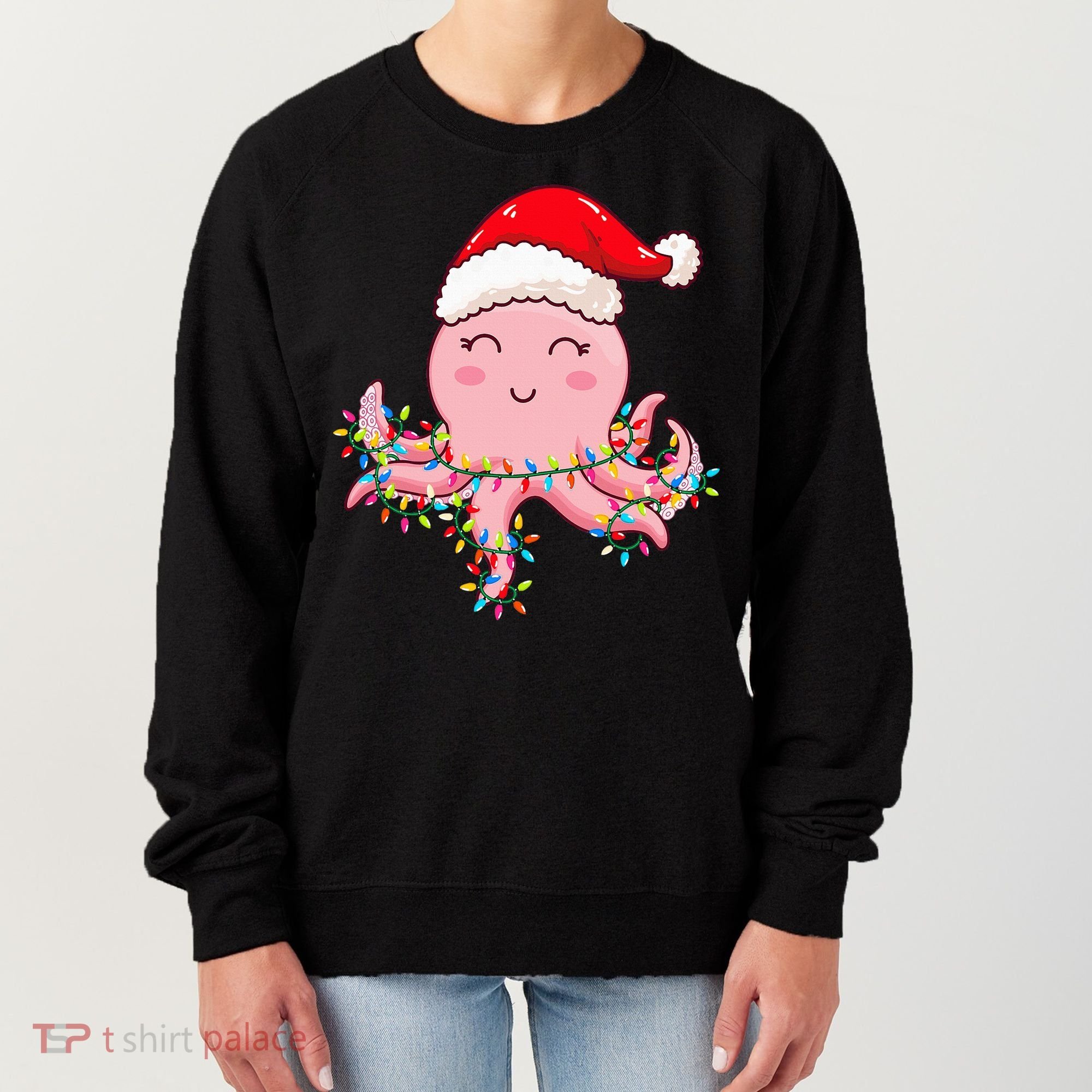 Octopus Christmas Hat Festive Holiday Gift for Octopus Lovers Women's Sweatshirt