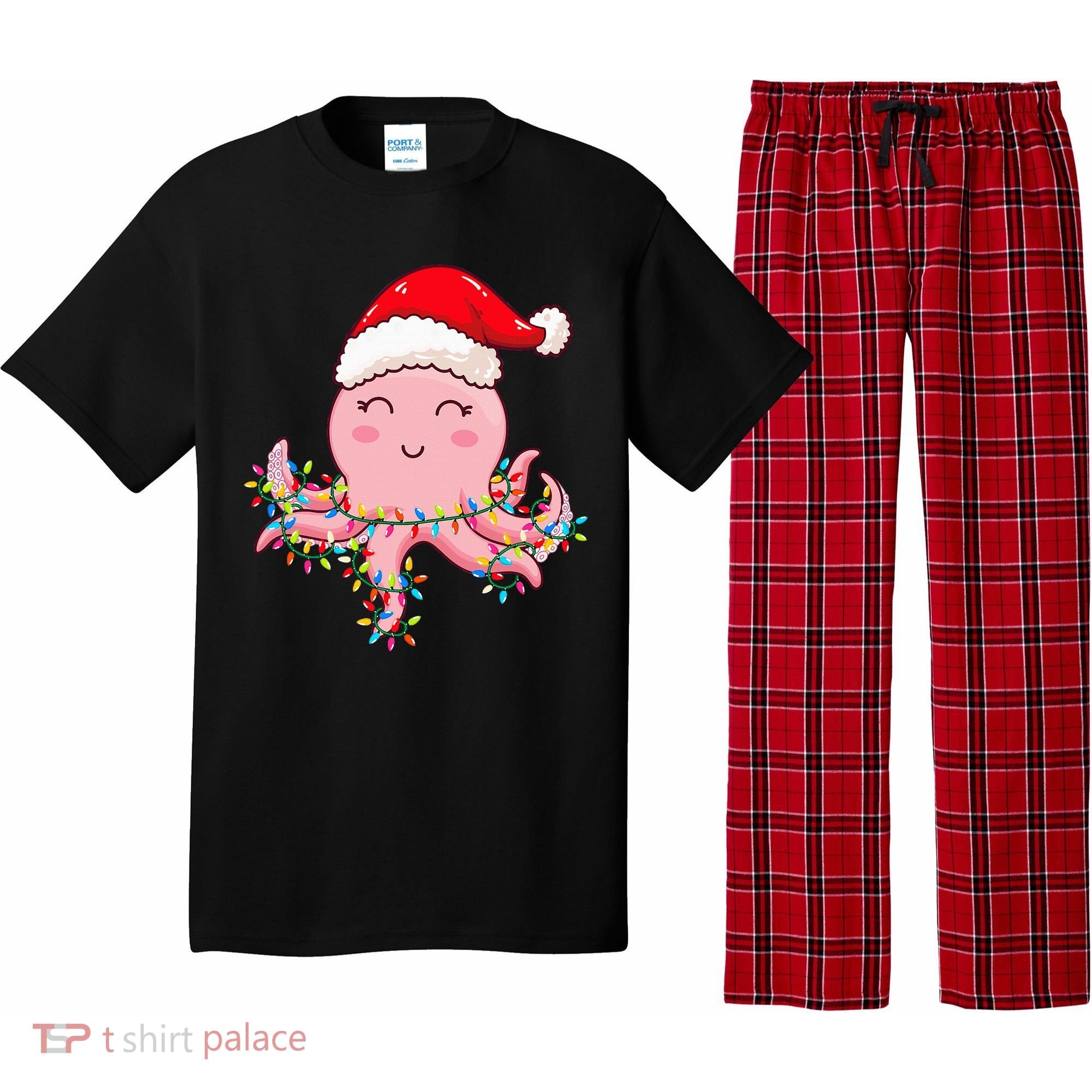 Octopus Christmas Hat Festive Holiday Gift for Octopus Lovers Pajama Set