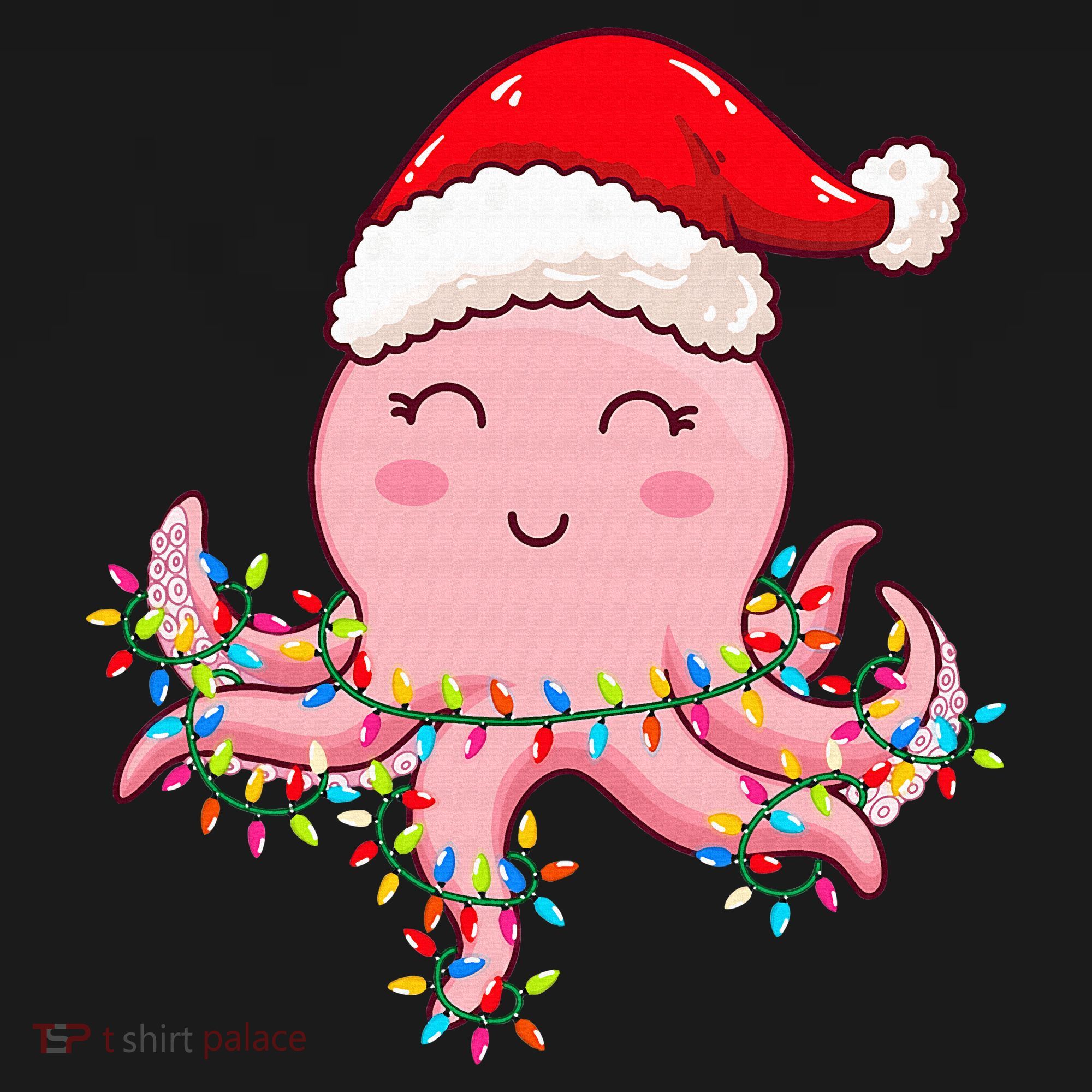 Octopus Christmas Hat Festive Holiday Gift for Octopus Lovers Women's Hoodie