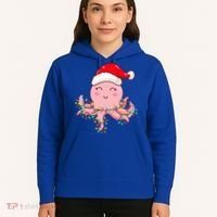 Octopus Christmas Hat Festive Holiday Gift for Octopus Lovers Hoodie thumb 5