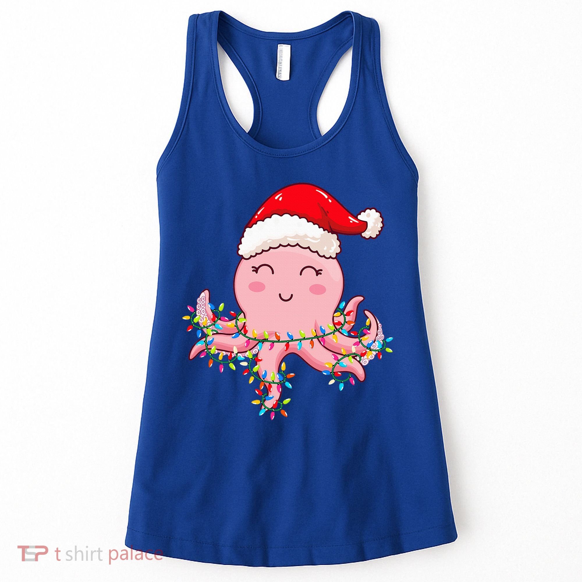 Octopus Christmas Hat Festive Holiday Gift for Octopus Lovers Women's Tank Top