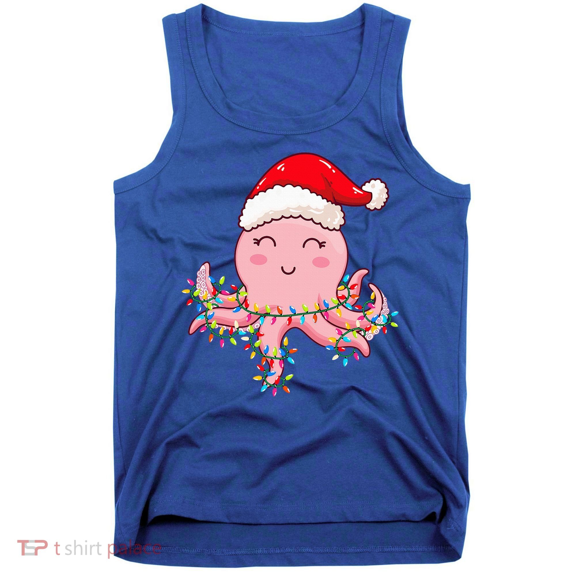 Octopus Christmas Hat Festive Holiday Gift for Octopus Lovers Tank Top