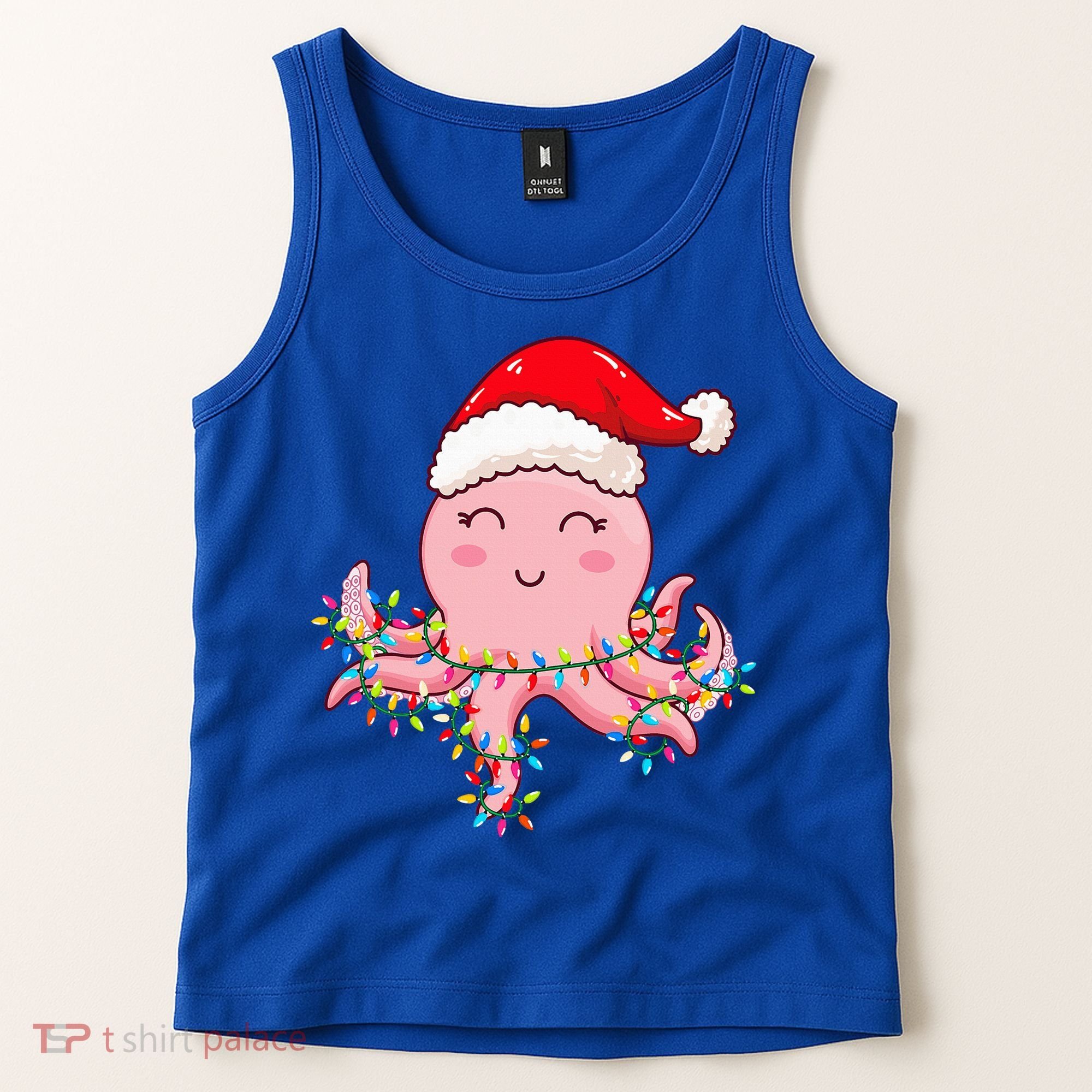 Octopus Christmas Hat Festive Holiday Gift for Octopus Lovers Tank Top
