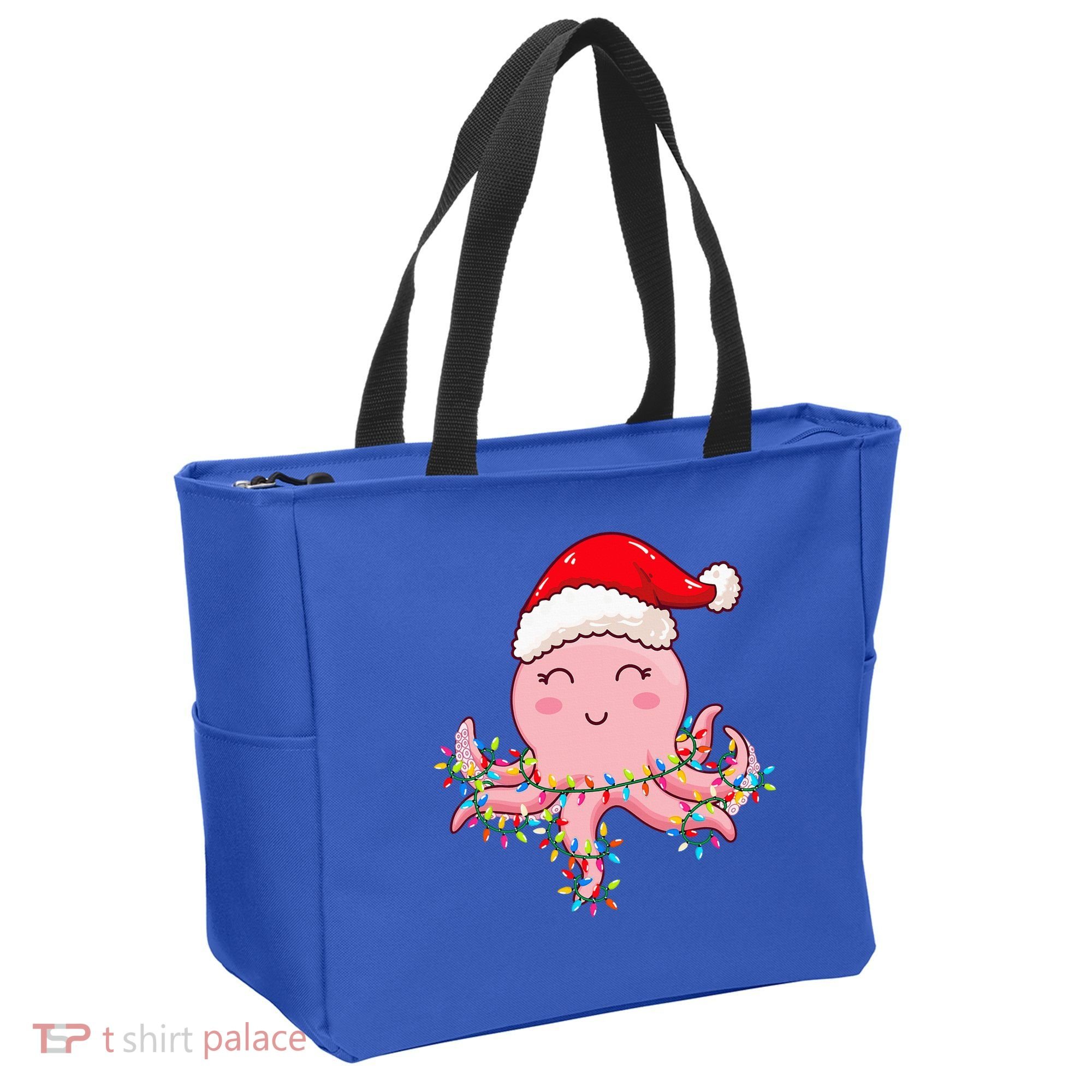 Octopus Christmas Hat Festive Holiday Gift for Octopus Lovers Tote Bag
