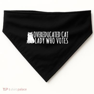 Overeducated Cat Lady Who Votes Kamala Harris 2024 USA-Made Doggie Bandana