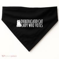 Overeducated Cat Lady Who Votes Kamala Harris 2024 USA-Made Doggie Bandana thumb 0