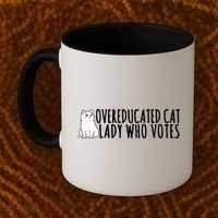 Overeducated Cat Lady Who Votes Kamala Harris 2024 Coffee Mug thumb 2