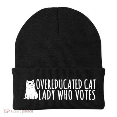 Overeducated Cat Lady Who Votes Kamala Harris 2024 Beanie