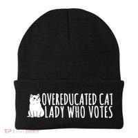 Overeducated Cat Lady Who Votes Kamala Harris 2024 Beanie thumb 0