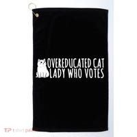 Overeducated Cat Lady Who Votes Kamala Harris 2024 Golf Towel thumb 0