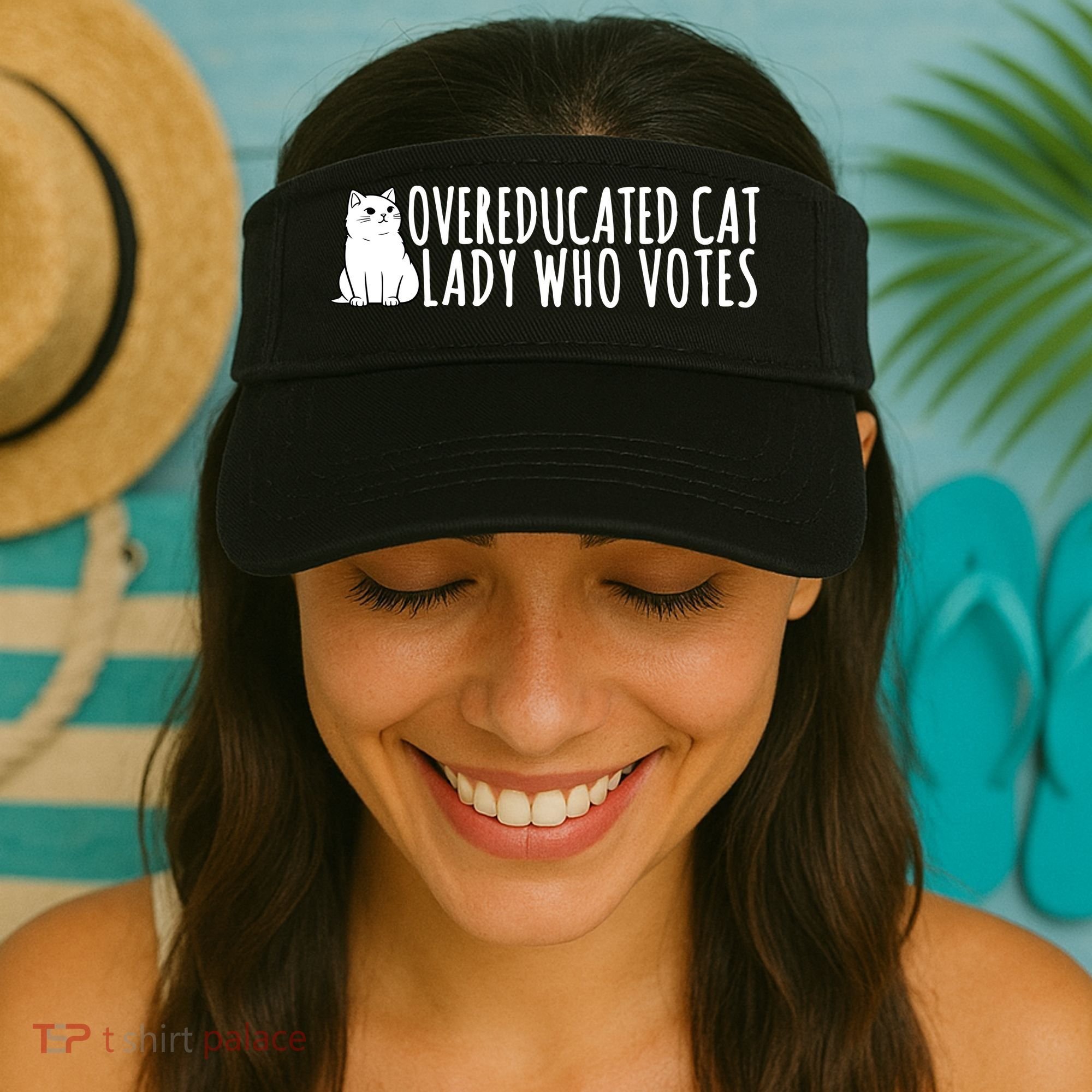 Overeducated Cat Lady Who Votes Kamala Harris 2024 Visor