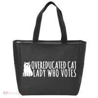 Overeducated Cat Lady Who Votes Kamala Harris 2024 Tote Bag thumb 0