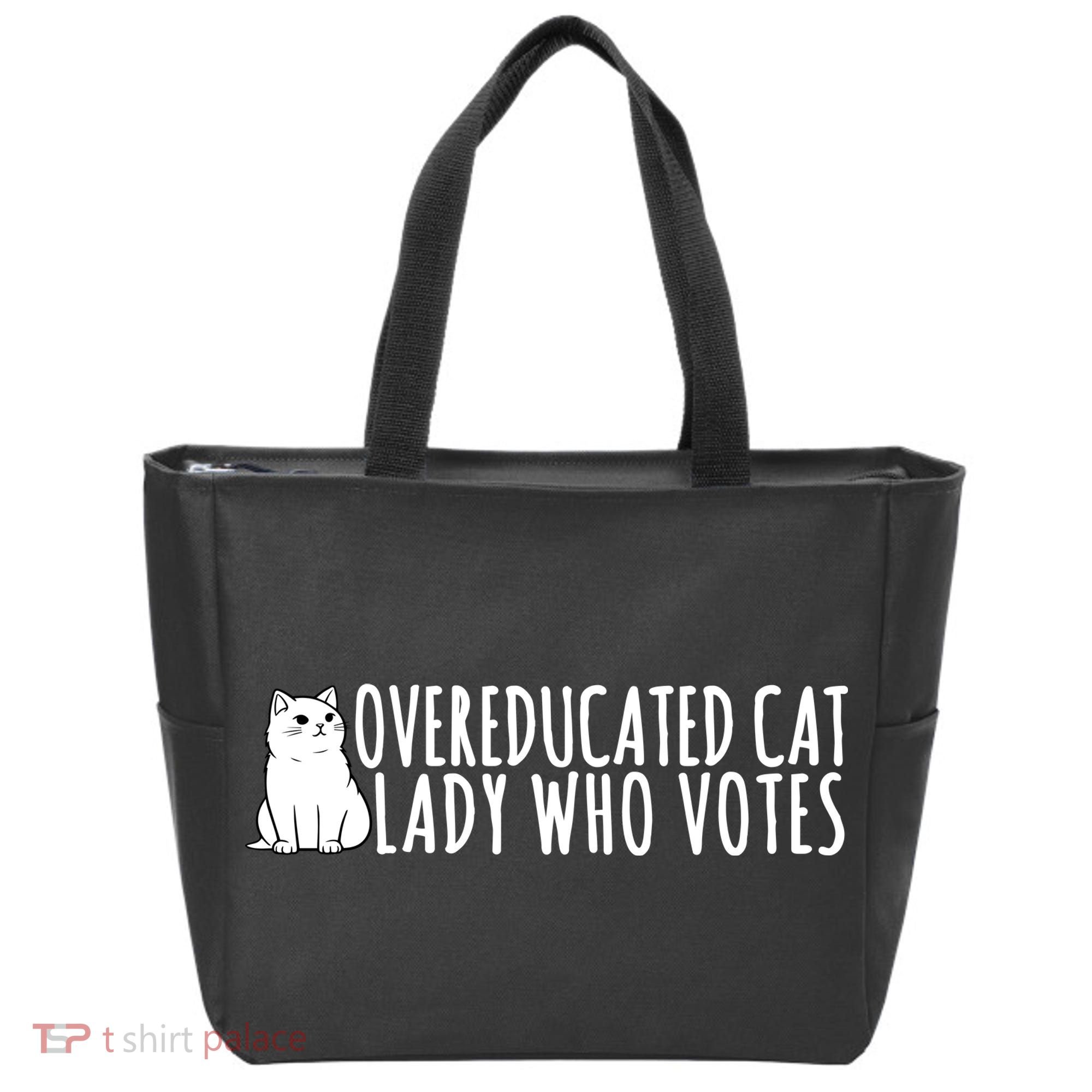 Overeducated Cat Lady Who Votes Kamala Harris 2024 Tote Bag