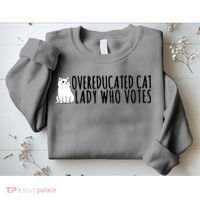 Overeducated Cat Lady Who Votes Kamala Harris 2024 Sweatshirt thumb 2