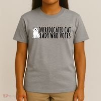 Overeducated Cat Lady Who Votes Kamala Harris 2024 T-Shirt thumb 4