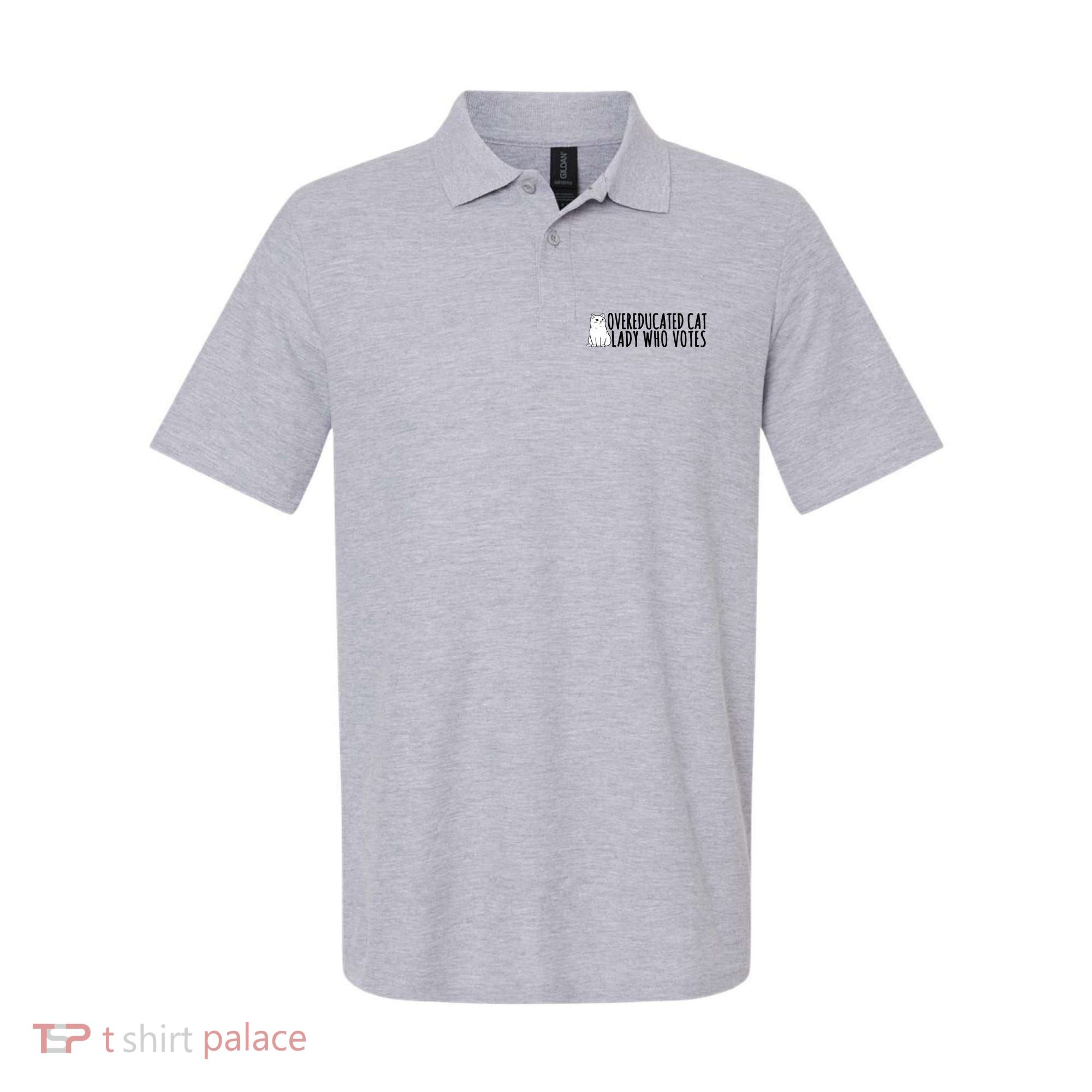 Overeducated Cat Lady Who Votes Kamala Harris 2024 Polo