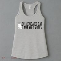 Overeducated Cat Lady Who Votes Kamala Harris 2024 Women's Tank Top thumb 3