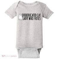 Overeducated Cat Lady Who Votes Kamala Harris 2024 Baby Bodysuit thumb 0