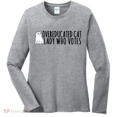 Overeducated Cat Lady Who Votes Kamala Harris 2024 Women's Long Sleeve Shirt