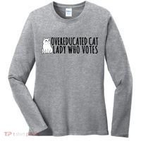 Overeducated Cat Lady Who Votes Kamala Harris 2024 Women's Long Sleeve Shirt thumb 0