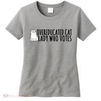 Overeducated Cat Lady Who Votes Kamala Harris 2024 Women's T-Shirt thumb 0