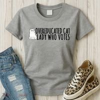 Overeducated Cat Lady Who Votes Kamala Harris 2024 Women's T-Shirt thumb 3