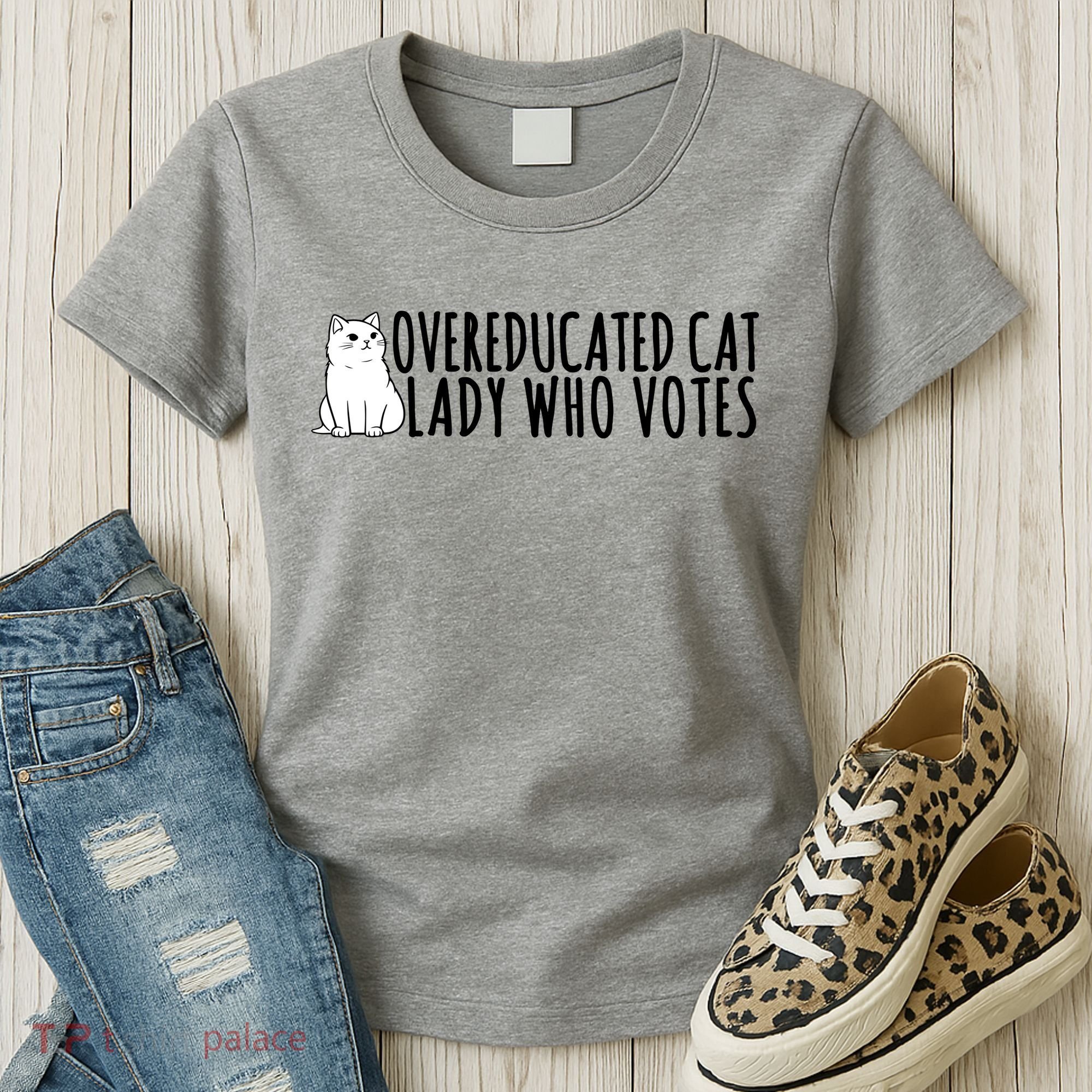 Overeducated Cat Lady Who Votes Kamala Harris 2024 Women's T-Shirt