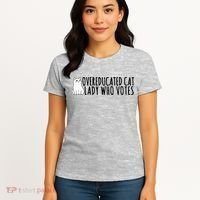 Overeducated Cat Lady Who Votes Kamala Harris 2024 Women's T-Shirt thumb 4