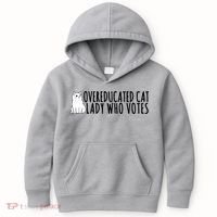 Overeducated Cat Lady Who Votes Kamala Harris 2024 Kids Hoodie thumb 0
