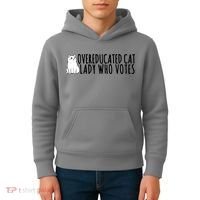 Overeducated Cat Lady Who Votes Kamala Harris 2024 Kids Hoodie thumb 4