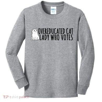 Overeducated Cat Lady Who Votes Kamala Harris 2024 Kids Long Sleeve Shirt
