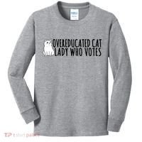 Overeducated Cat Lady Who Votes Kamala Harris 2024 Kids Long Sleeve Shirt thumb 0