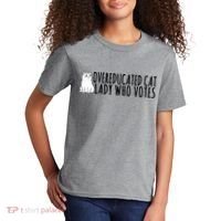 Overeducated Cat Lady Who Votes Kamala Harris 2024 Kids T-Shirt thumb 2